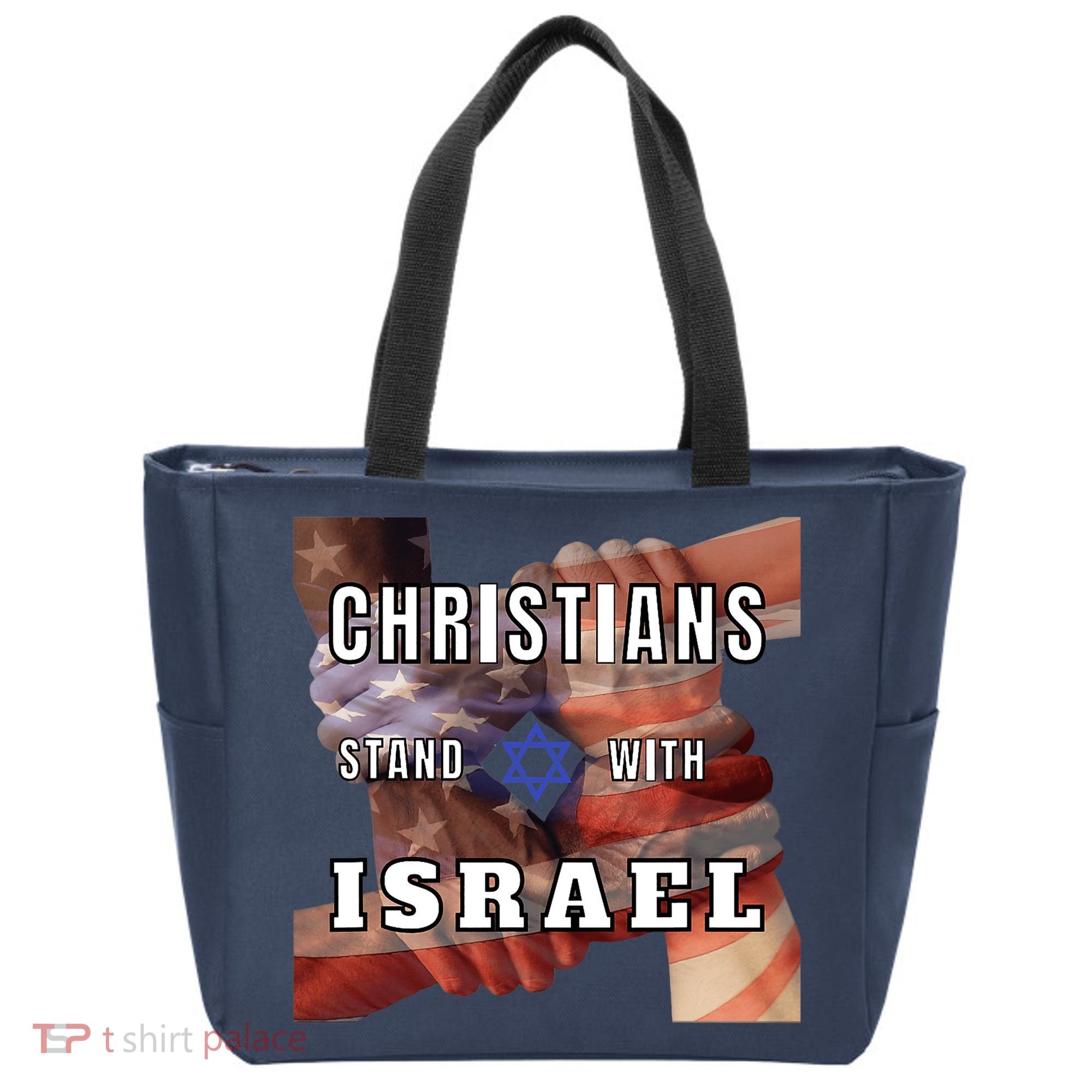 Christians Stand With Israel Amercan Flag Patriotic Tote Bag