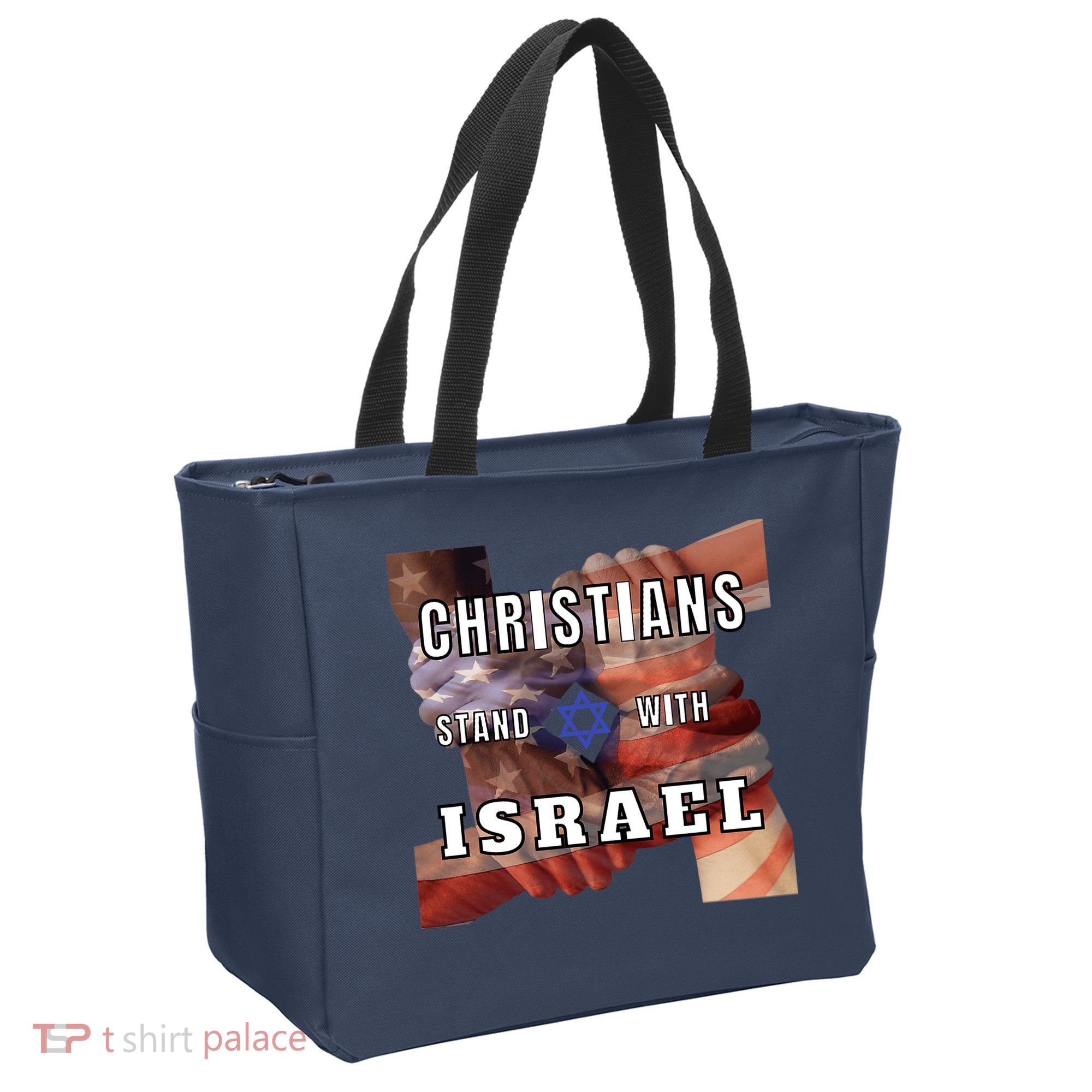Christians Stand With Israel Amercan Flag Patriotic Tote Bag