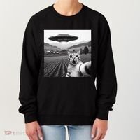 Cat Selfie With Alien Ufo Funny Cat Gifts Women's Sweatshirt thumb 0