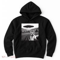 Cat Selfie With Alien Ufo Funny Cat Gifts Hoodie thumb 0
