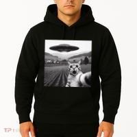Cat Selfie With Alien Ufo Funny Cat Gifts Hoodie thumb 2