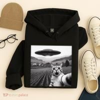Cat Selfie With Alien Ufo Funny Cat Gifts Hoodie thumb 4