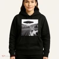 Cat Selfie With Alien Ufo Funny Cat Gifts Hoodie thumb 5