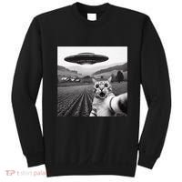 Cat Selfie With Alien Ufo Funny Cat Gifts Sweatshirt thumb 0