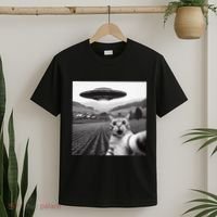 Cat Selfie With Alien Ufo Funny Cat Gifts T-Shirt thumb 2