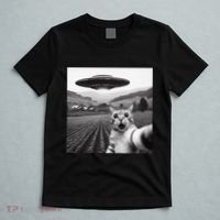 Cat Selfie With Alien Ufo Funny Cat Gifts T-Shirt thumb 5