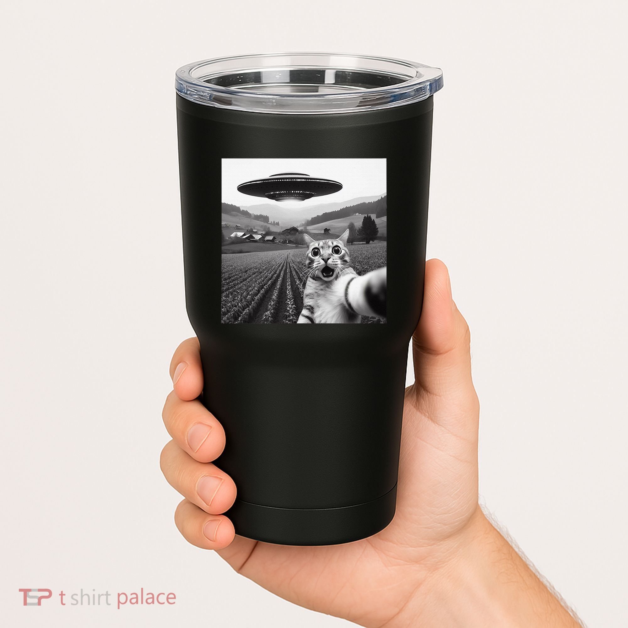Cat Selfie With Alien Ufo Funny Cat Gifts Tumbler
