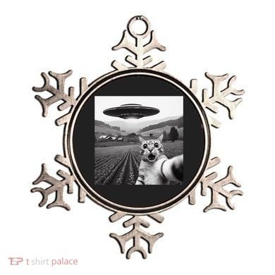 Cat Selfie With Alien Ufo Funny Cat Gifts Ornament