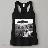 Cat Selfie With Alien Ufo Funny Cat Gifts Women's Tank Top thumb 3
