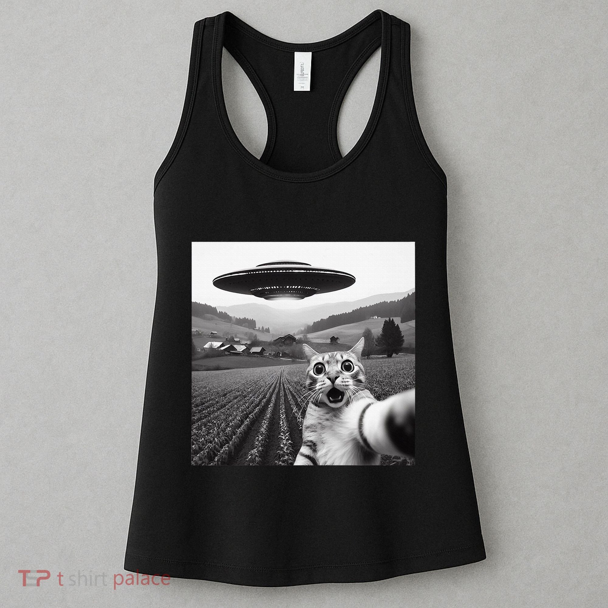 Cat Selfie With Alien Ufo Funny Cat Gifts Women's Tank Top