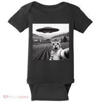 Cat Selfie With Alien Ufo Funny Cat Gifts Baby Bodysuit thumb 0