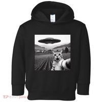 Cat Selfie With Alien Ufo Funny Cat Gifts Toddler Hoodie thumb 0