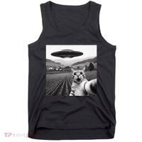 Cat Selfie With Alien Ufo Funny Cat Gifts Tank Top thumb 0