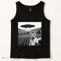 Cat Selfie With Alien Ufo Funny Cat Gifts Tank Top thumb 2
