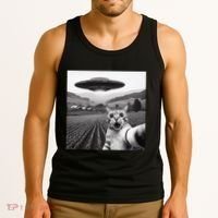 Cat Selfie With Alien Ufo Funny Cat Gifts Tank Top thumb 3