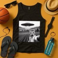 Cat Selfie With Alien Ufo Funny Cat Gifts Tank Top thumb 4