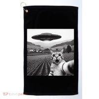 Cat Selfie With Alien Ufo Funny Cat Gifts Golf Towel thumb 0