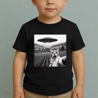 Cat Selfie With Alien Ufo Funny Cat Gifts Toddler T-Shirt thumb 2