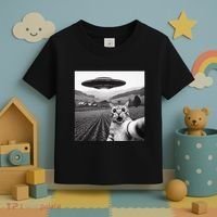 Cat Selfie With Alien Ufo Funny Cat Gifts Toddler T-Shirt thumb 3
