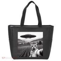 Cat Selfie With Alien Ufo Funny Cat Gifts Tote Bag thumb 0