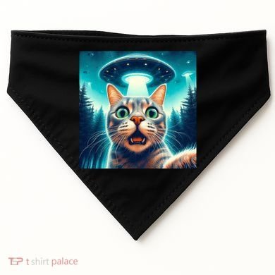 Cat Selfie With Ufo Cat Lover Meme USA-Made Doggie Bandana