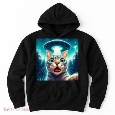 Cat Selfie With Ufo Cat Lover Meme Hoodie