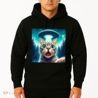 Cat Selfie With Ufo Cat Lover Meme Hoodie thumb 2