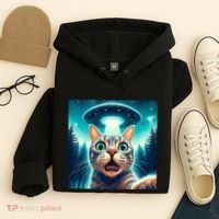 Cat Selfie With Ufo Cat Lover Meme Hoodie thumb 4