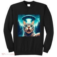 Cat Selfie With Ufo Cat Lover Meme Sweatshirt thumb 0