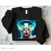 Cat Selfie With Ufo Cat Lover Meme Sweatshirt thumb 2