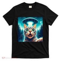 Cat Selfie With Ufo Cat Lover Meme T-Shirt thumb 0