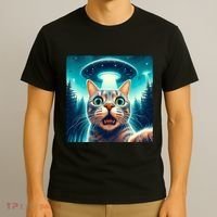 Cat Selfie With Ufo Cat Lover Meme T-Shirt thumb 3