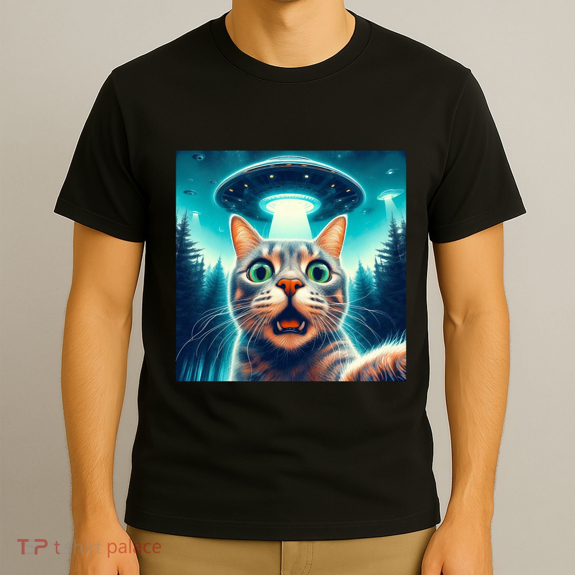 Cat Selfie With Ufo Cat Lover Meme T-Shirt