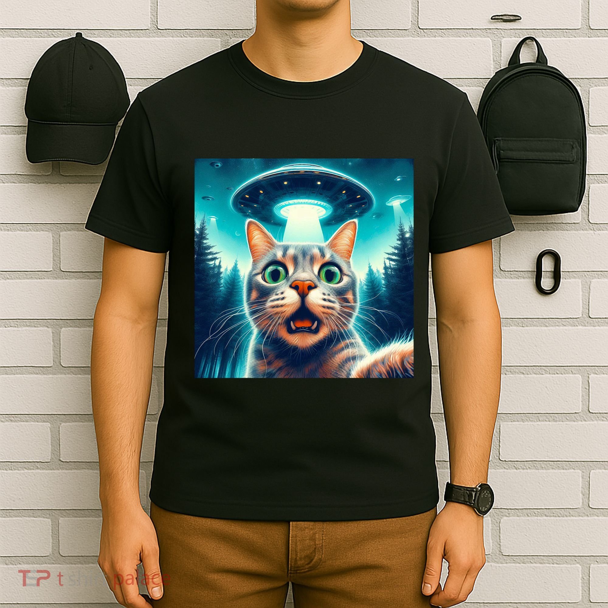 Cat Selfie With Ufo Cat Lover Meme T-Shirt