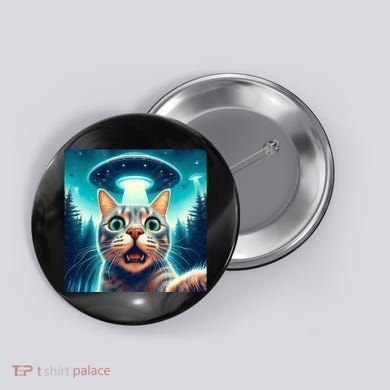 Cat Selfie With Ufo Cat Lover Meme Button
