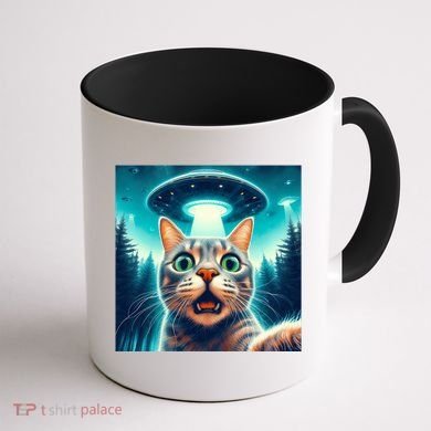 Cat Selfie With Ufo Cat Lover Meme Coffee Mug back