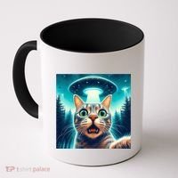 Cat Selfie With Ufo Cat Lover Meme Coffee Mug thumb 0