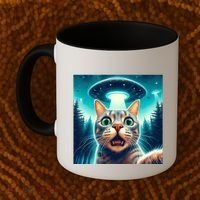 Cat Selfie With Ufo Cat Lover Meme Coffee Mug thumb 2