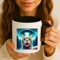 Cat Selfie With Ufo Cat Lover Meme Coffee Mug thumb 3