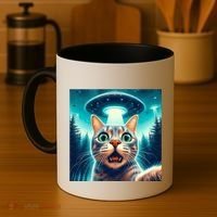Cat Selfie With Ufo Cat Lover Meme Coffee Mug thumb 4