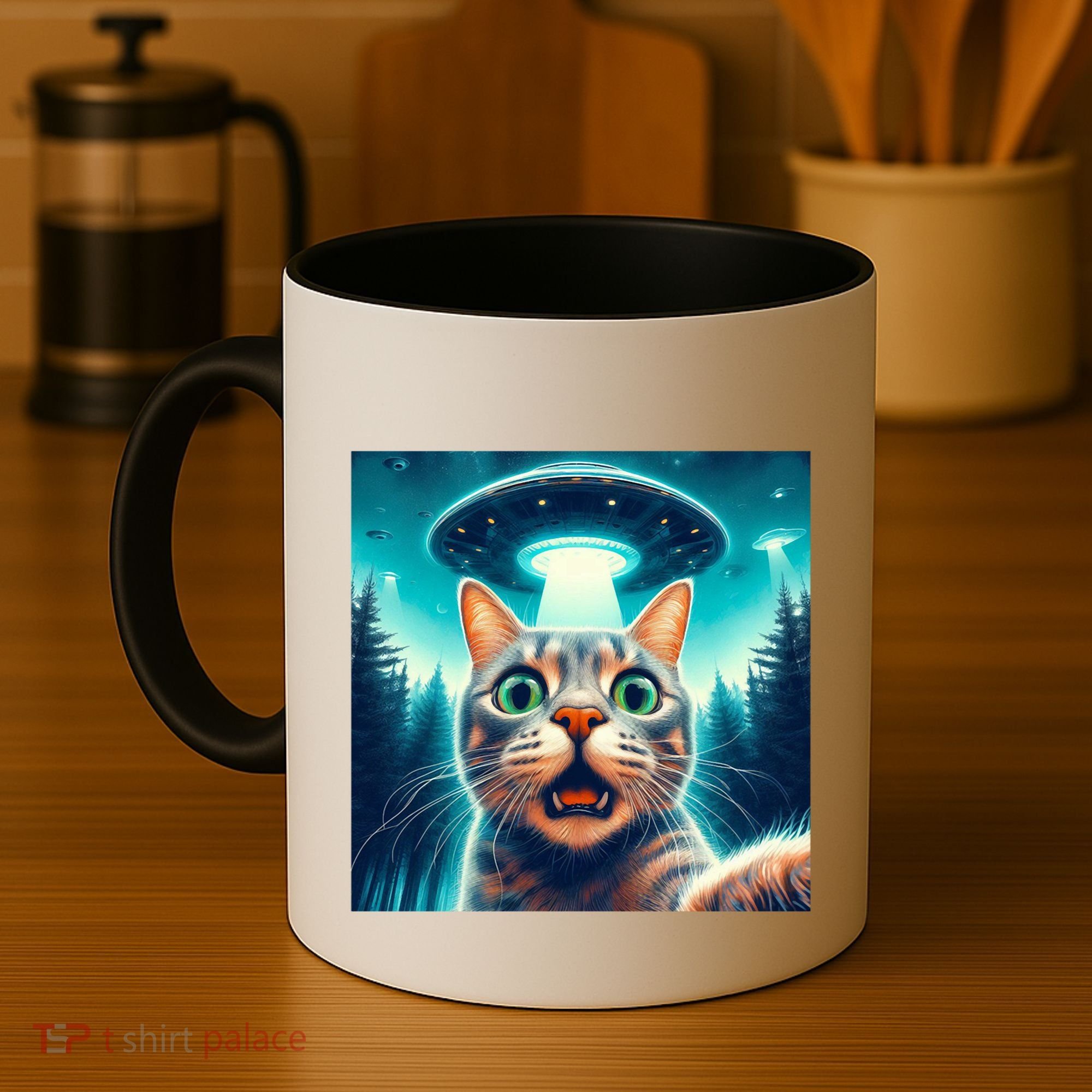 Cat Selfie With Ufo Cat Lover Meme Coffee Mug