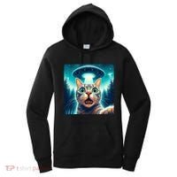 Cat Selfie With Ufo Cat Lover Meme Women's Hoodie thumb 0
