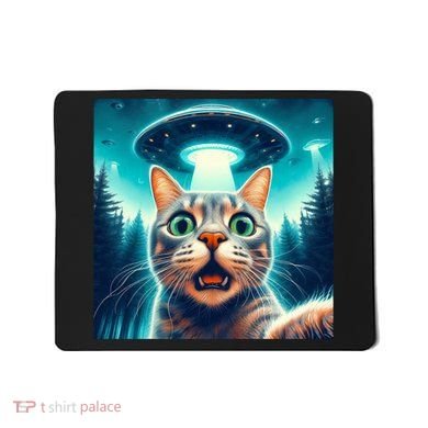 Cat Selfie With Ufo Cat Lover Meme Mousepad