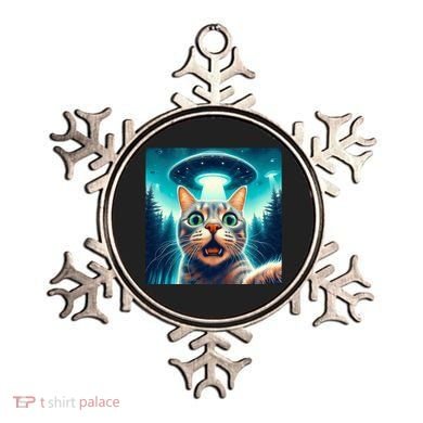 Cat Selfie With Ufo Cat Lover Meme Ornament