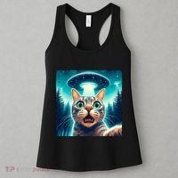 Cat Selfie With Ufo Cat Lover Meme Women's Tank Top thumb 3