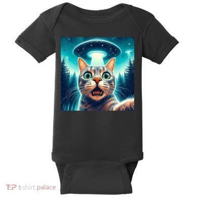 Cat Selfie With Ufo Cat Lover Meme Baby Bodysuit