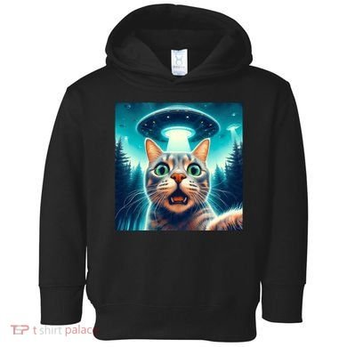Cat Selfie With Ufo Cat Lover Meme Toddler Hoodie