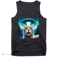 Cat Selfie With Ufo Cat Lover Meme Tank Top thumb 0