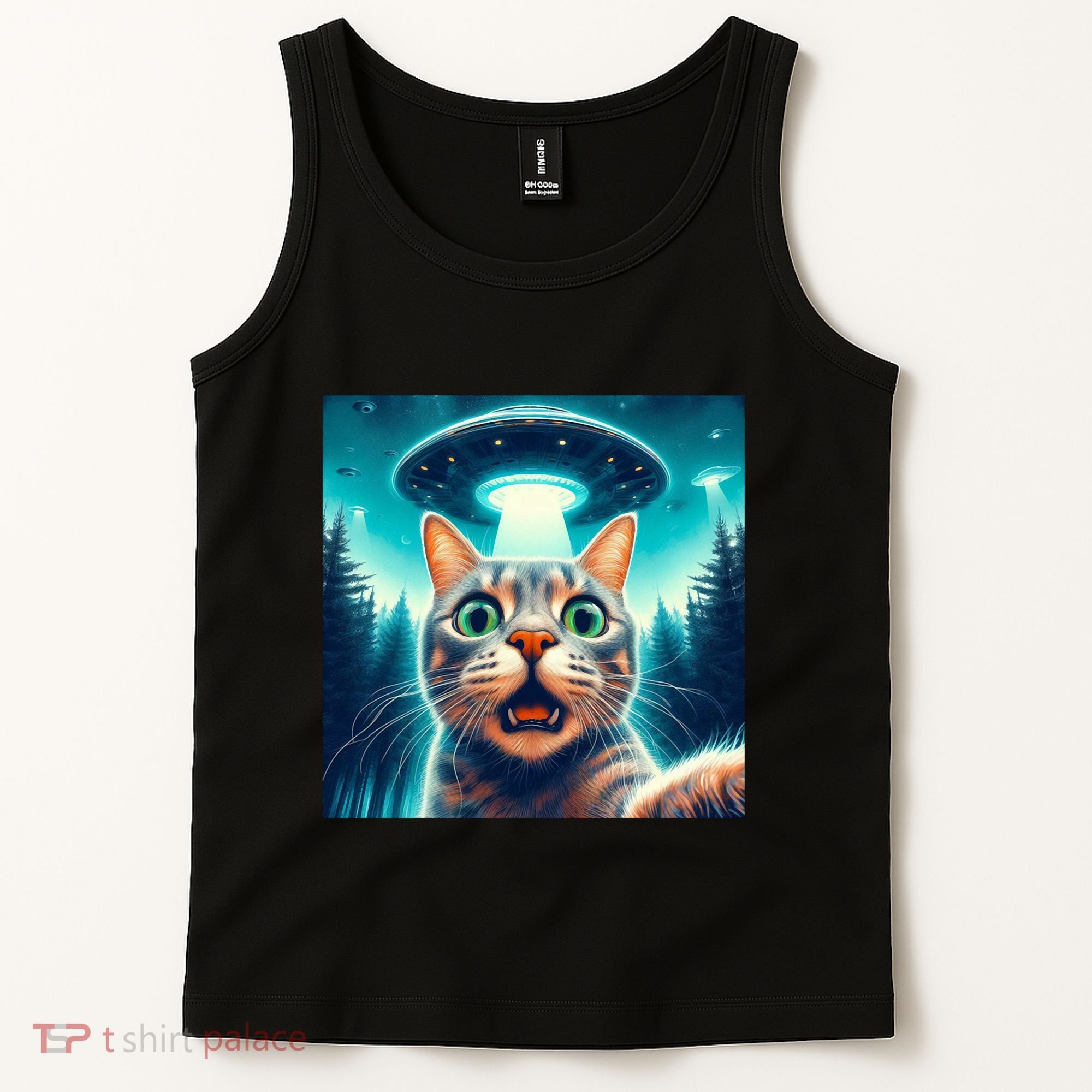 Cat Selfie With Ufo Cat Lover Meme Tank Top