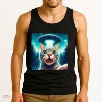 Cat Selfie With Ufo Cat Lover Meme Tank Top thumb 3